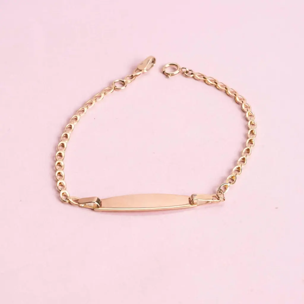 Gold Engravable Id Plate Bracelet