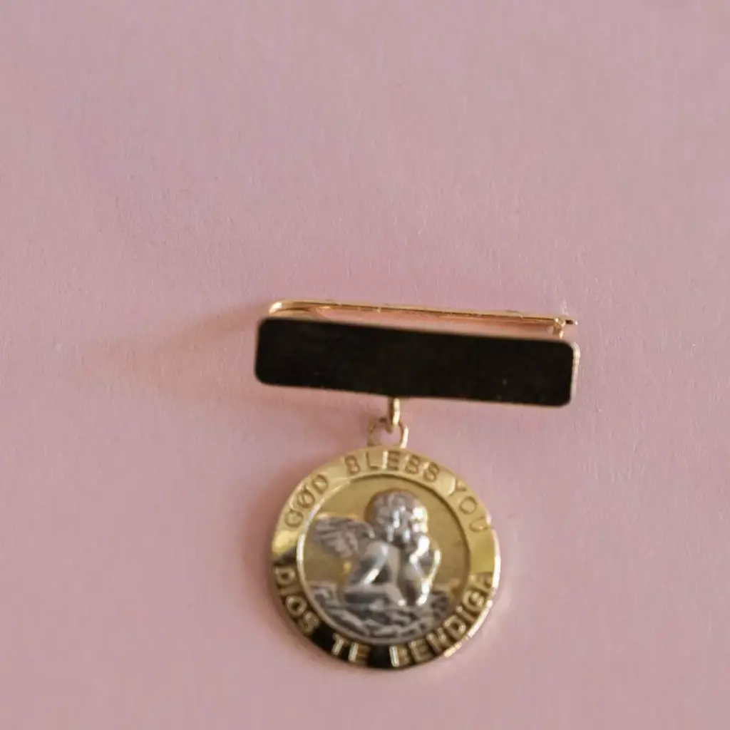 Gold Angel Bless You Baby Pin