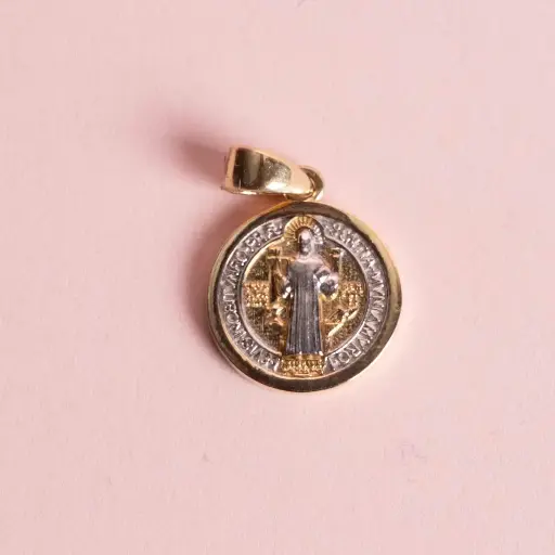 [3226] Two Tone Saint Benedict Medal Double