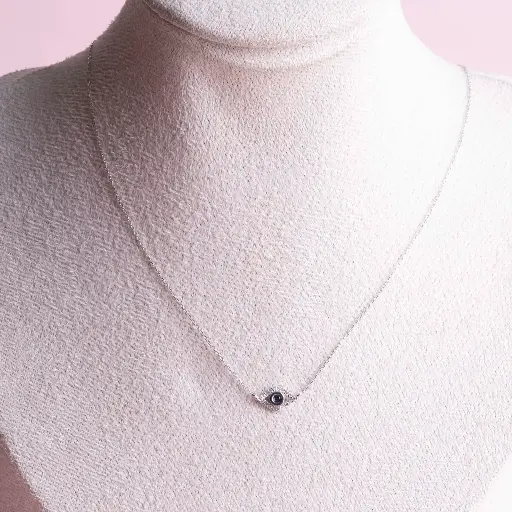 [3421] Necklace Eye Sapphire Blue Diamond