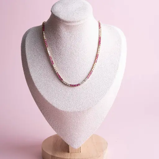 [3474] Teniss Duo Necklace Diamond And Ruby