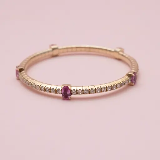 [3673] Bracelet Daiamond Pink Gold