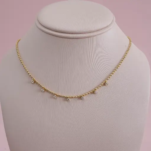 [3731] Necklace Bolitas Diamond Colgantes