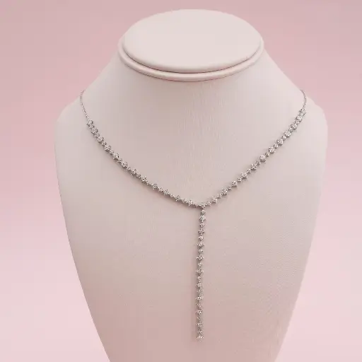 [3768] Necklace Corbatin Diamond Exagono