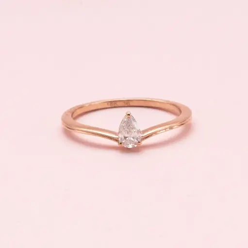 [3854] Anillo Gold Rose Solitario Gota