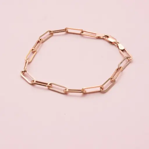 [3946] Pulsera Paper Clip Gold Rose