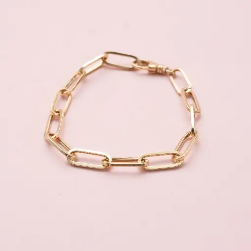 [3947] Pulsera Paper Clip Yellow Gruesa