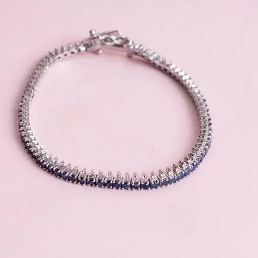 [2588] Pulsera Sapphire Blue Diamond